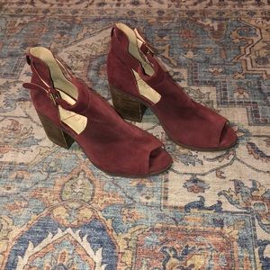 Maroon Sole Society Open Toe Heel